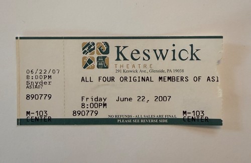 Asia concert ticket stub jun - asia,